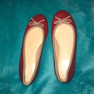 Red and brownish shoes